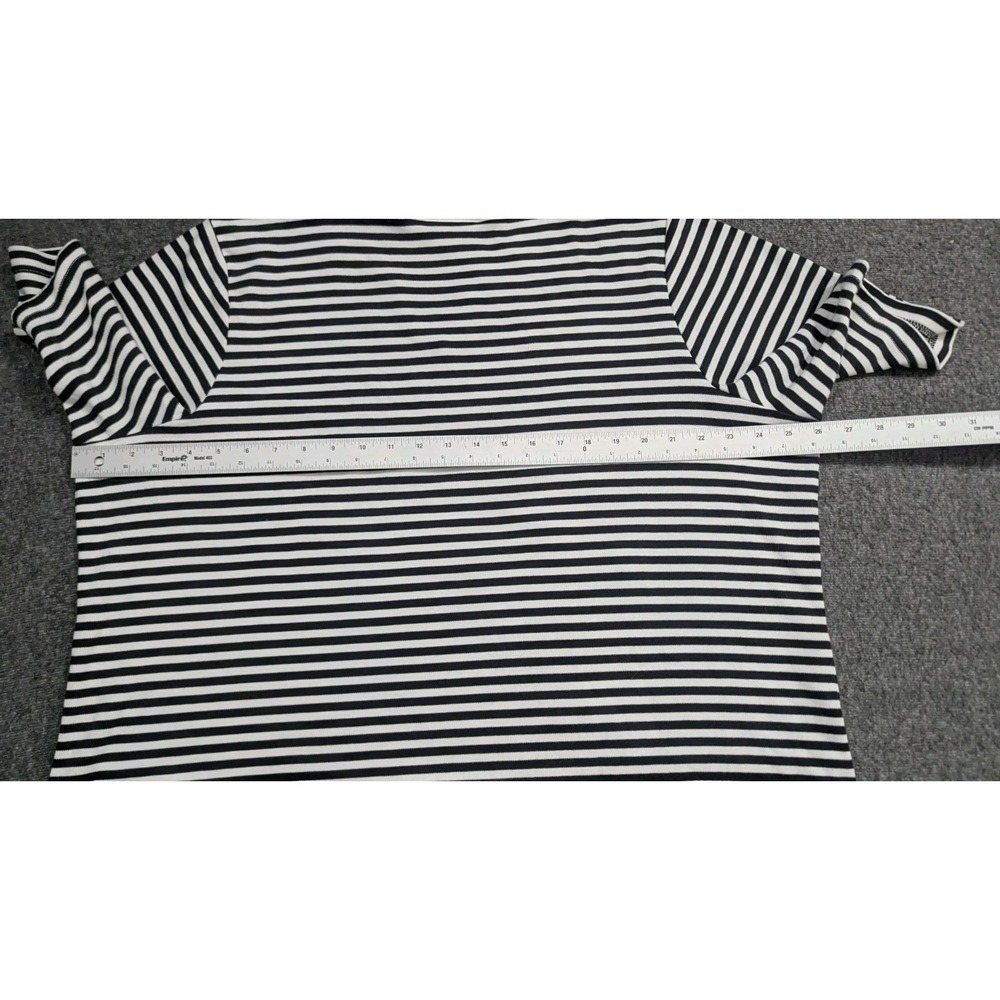 Quaker Factory Shirt Womens 2X Black White Stripe Coastal Granny Cottagecore - Picture 9 of 16